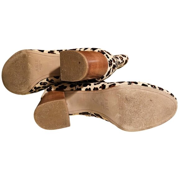Leopard Print Block Heel Ankle Boots With Side Zipper Closure For Women size 8M - Picture 7 of 10